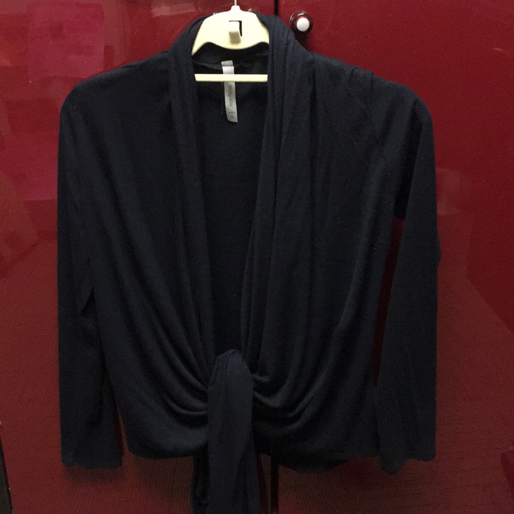 Black tie front sweater.   Super soft fabric.